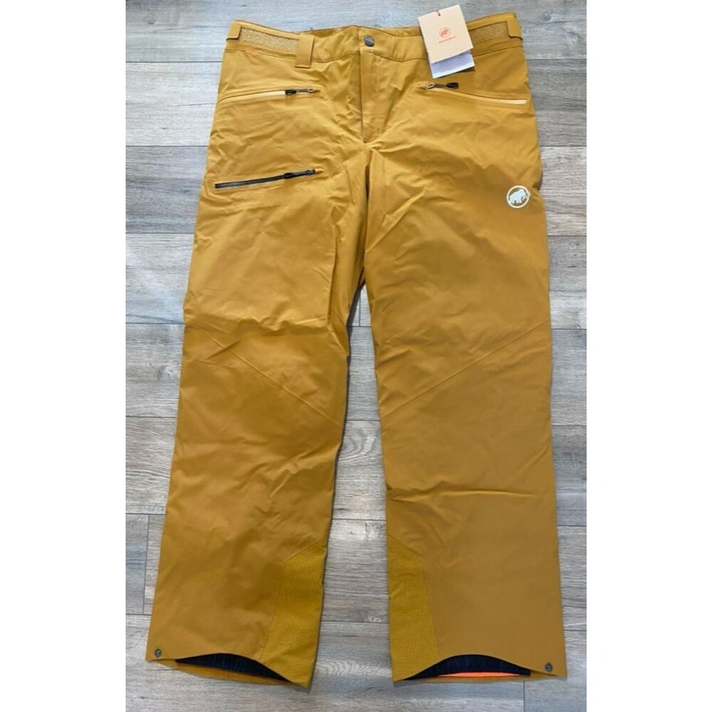 Mammut Stoney HS Mens 40X32 Brown Cheetah Cargo Ski Snowboard Snow Pants